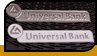 Schildchen "Universal Bank"
